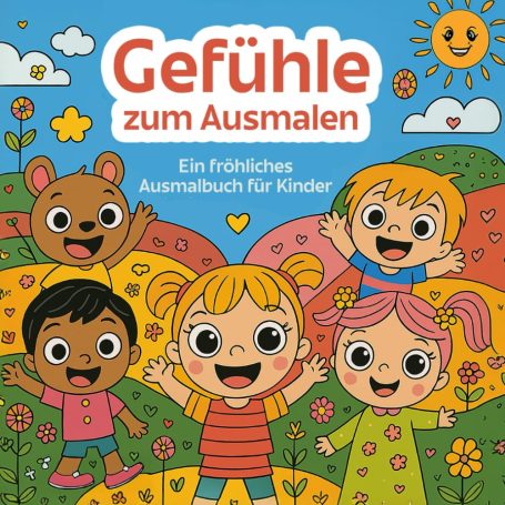Bunte Kinder zeichnen Freude und Freundschaft in einem Ausmalbuch.